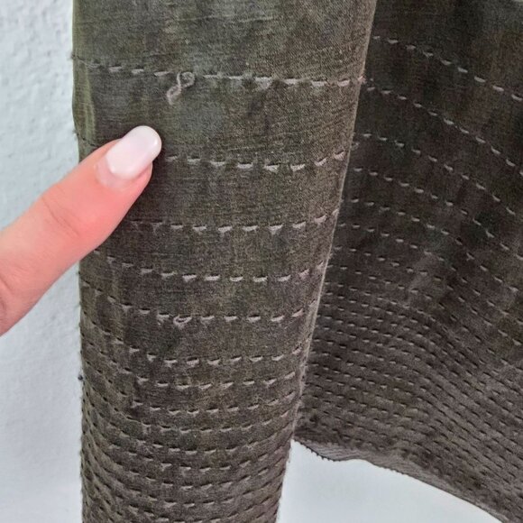 Eileen Fisher Silk/Linen Satin Weave Wonderland A-Line Skirt Sz L Olive Casual - Picture 14 of 14